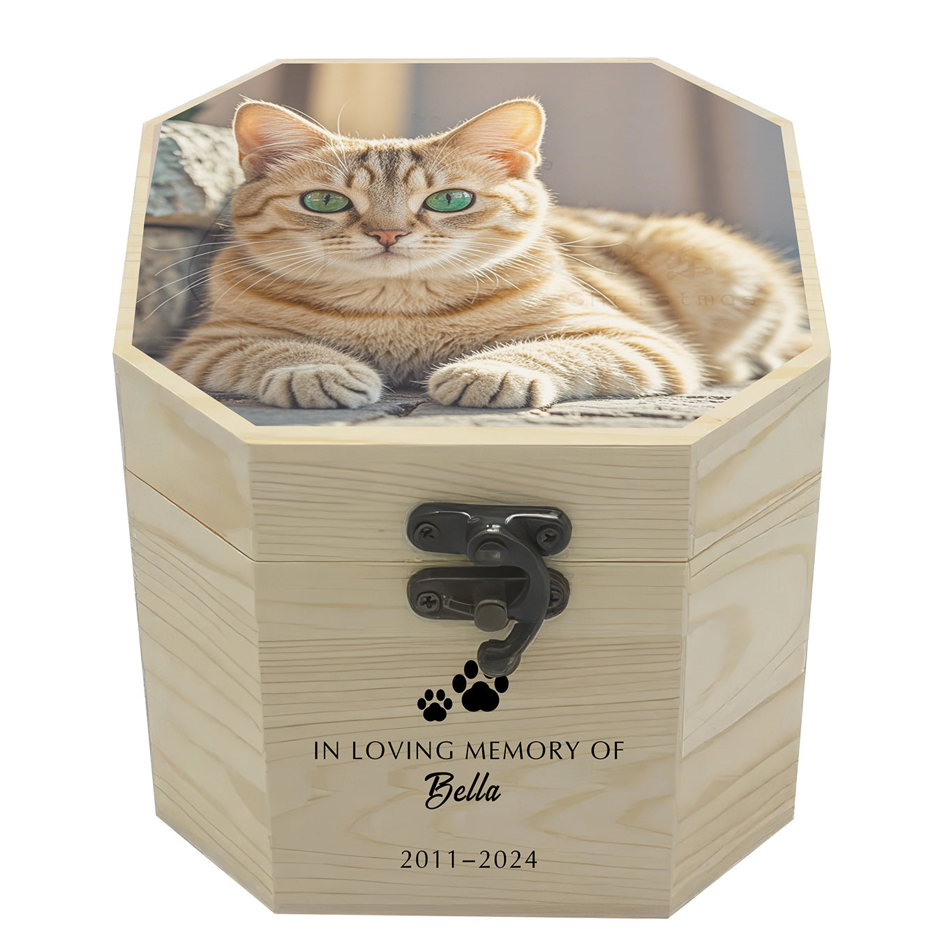 Personalized Wooden Pet Memorial Urn Box – Custom Photo Keepsake for Cats & Dogs