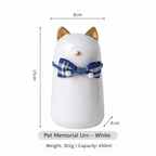 Ceramic Cat Memorial Urn with Bow