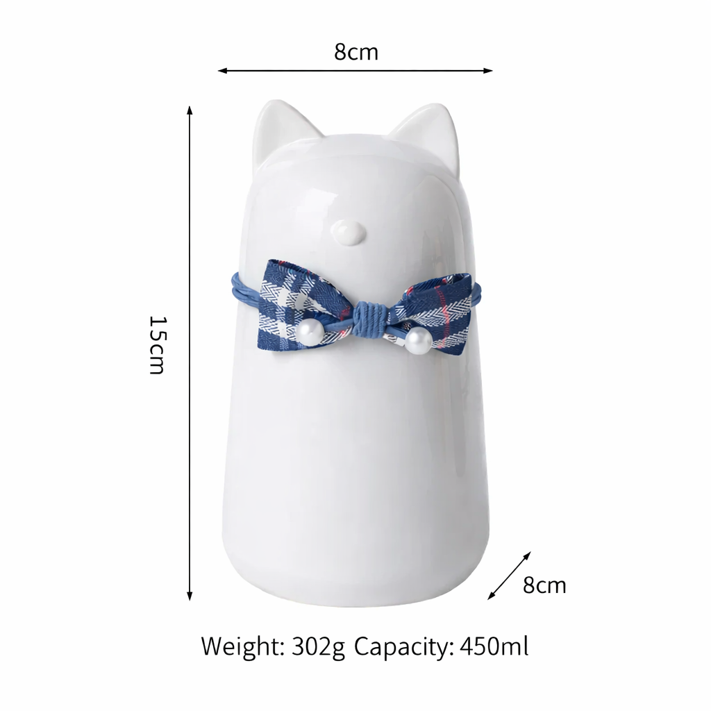 Ceramic Cat Memorial Urn with Bow