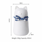 Ceramic Cat Memorial Urn with Bow