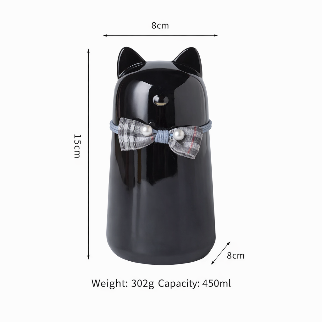 Ceramic Cat Memorial Urn with Bow
