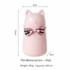 Ceramic Cat Memorial Urn with Bow