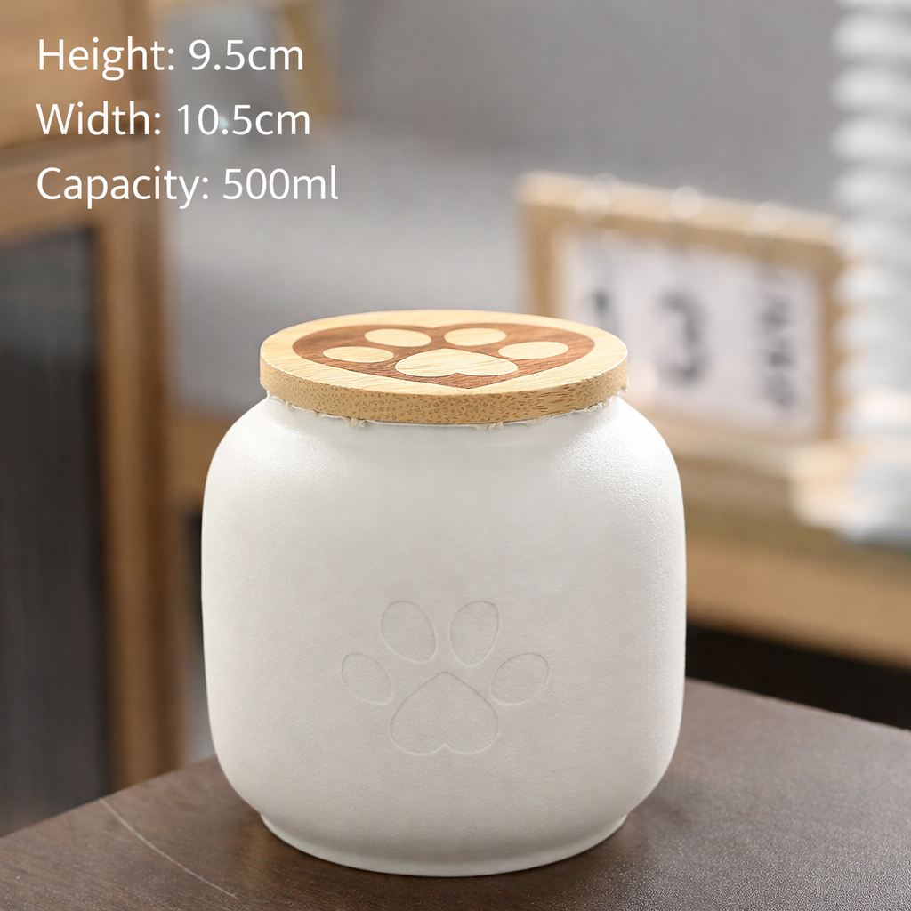 Ceramic Pet Memorial Urn with Paw Print