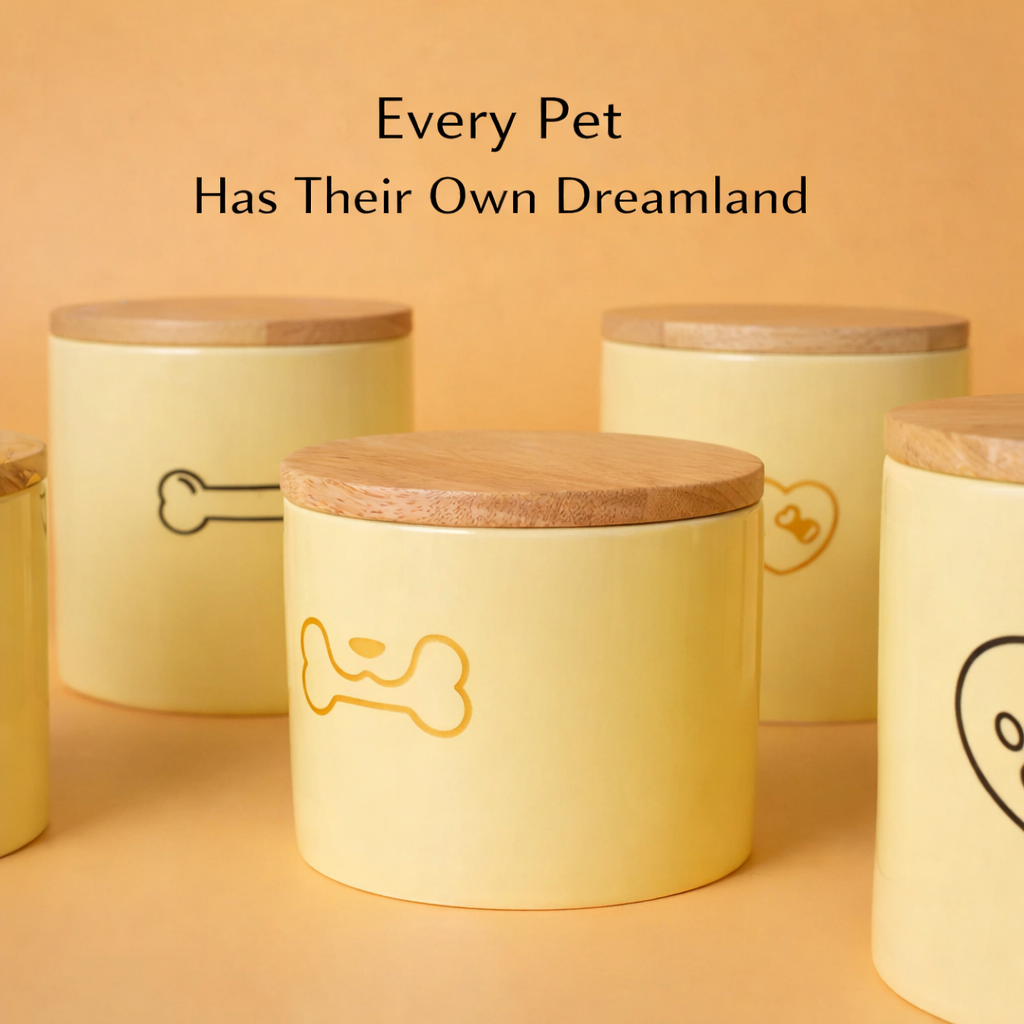 Minimalist Ceramic Pet Urn with Wooden Lid