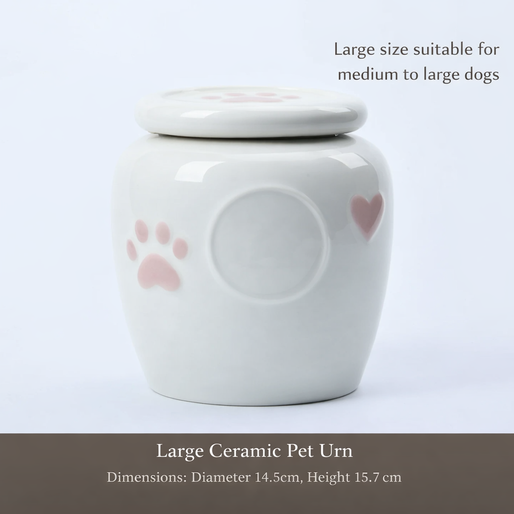 Personalized Cute Ceramic Pet Urn with Photo – Memorial Ashes Jar for Cats & Dogs