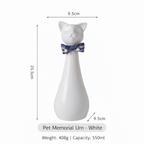 Tall Ceramic Cat Memorial Urn with Bow