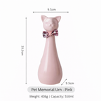 Tall Ceramic Cat Memorial Urn with Bow