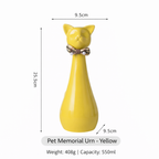 Tall Ceramic Cat Memorial Urn with Bow
