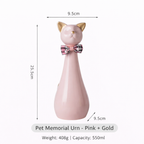 Tall Ceramic Cat Memorial Urn with Bow