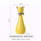 Tall Ceramic Cat Memorial Urn with Bow