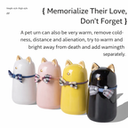 Ceramic Cat Memorial Urn with Bow