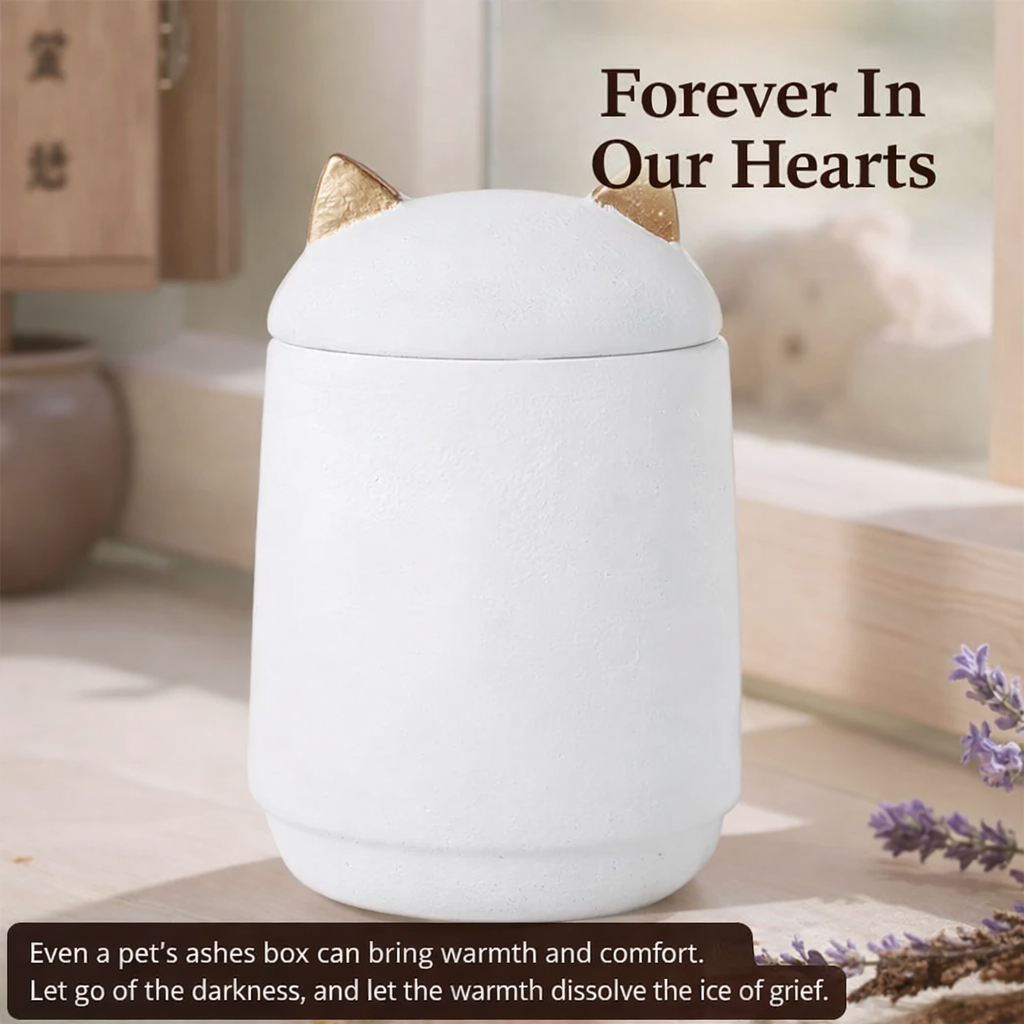 Ceramic Pet Memorial Urn with Ears