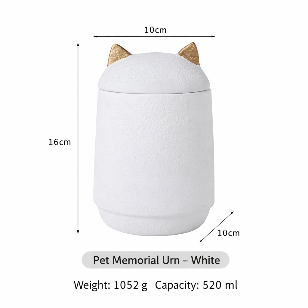 Ceramic Pet Memorial Urn with Ears