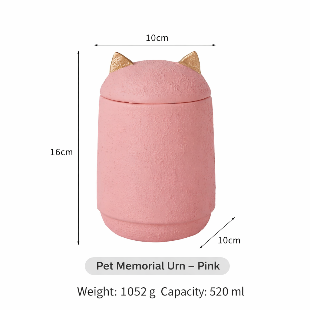 Ceramic Pet Memorial Urn with Ears
