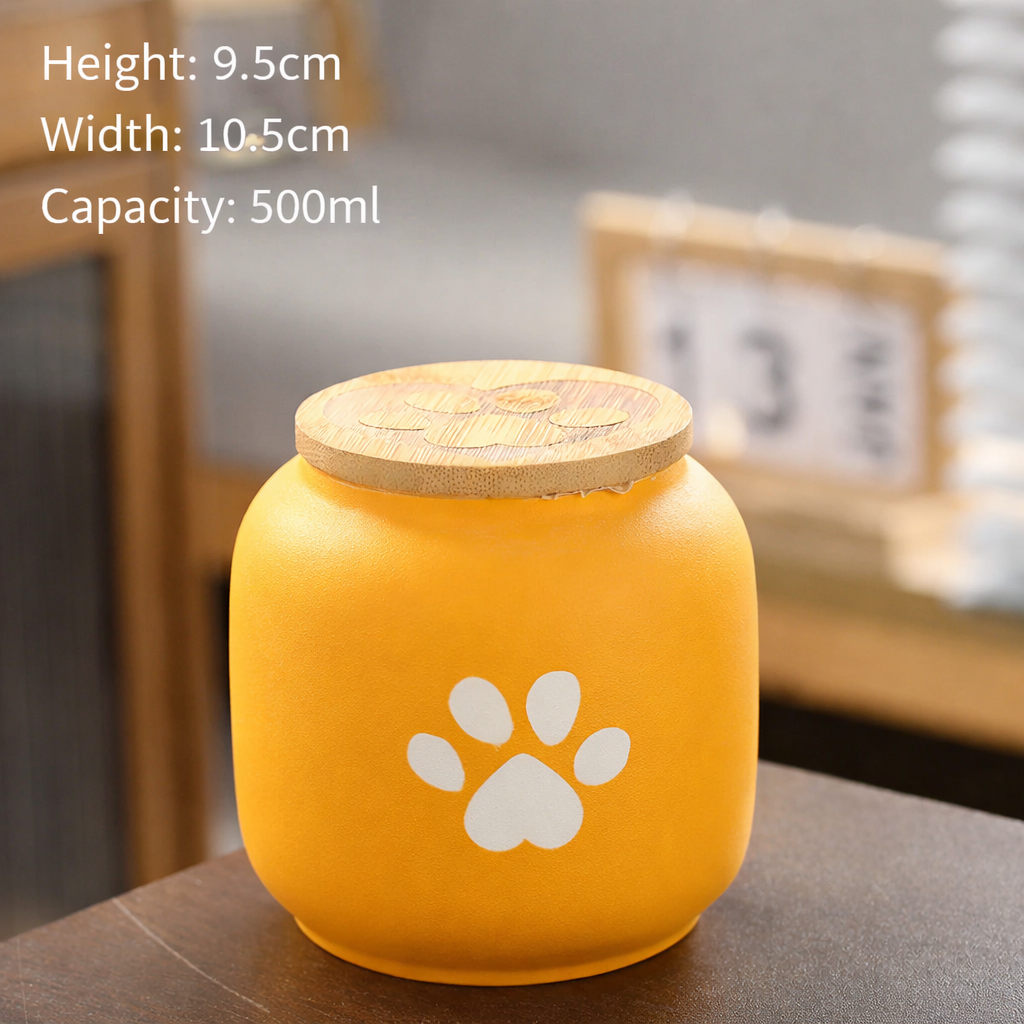 Ceramic Pet Memorial Urn with Paw Print