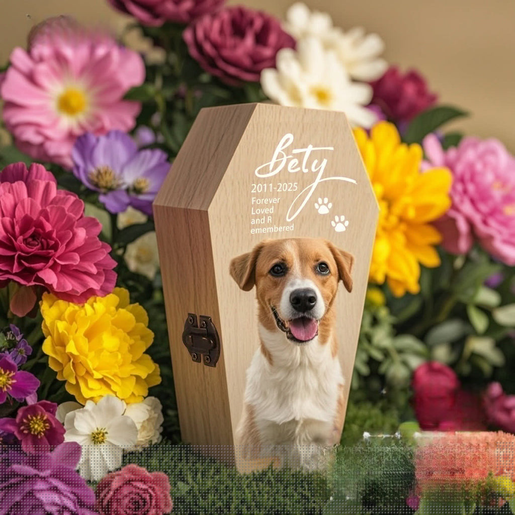 Personalized Coffin-Shaped Wooden Pet Urn