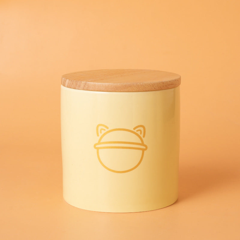 Minimalist Ceramic Pet Urn with Wooden Lid