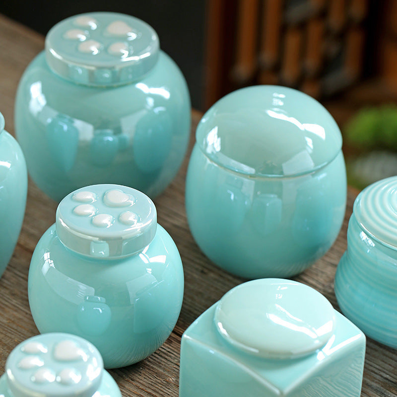 Ceramic Pet Memorial Urn Collection with Paw Print