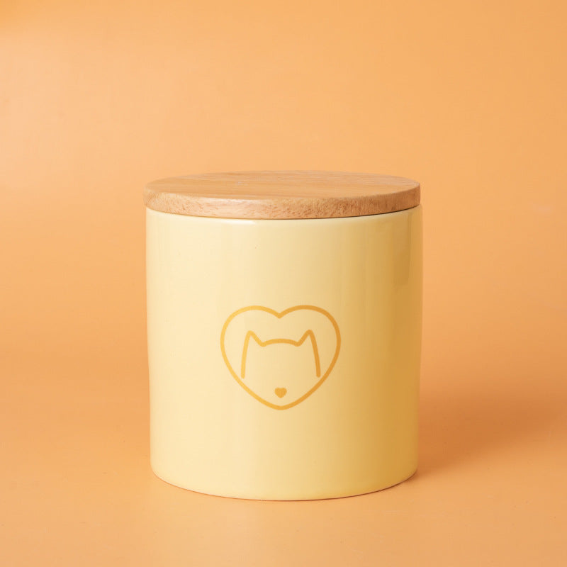 Minimalist Ceramic Pet Urn with Wooden Lid