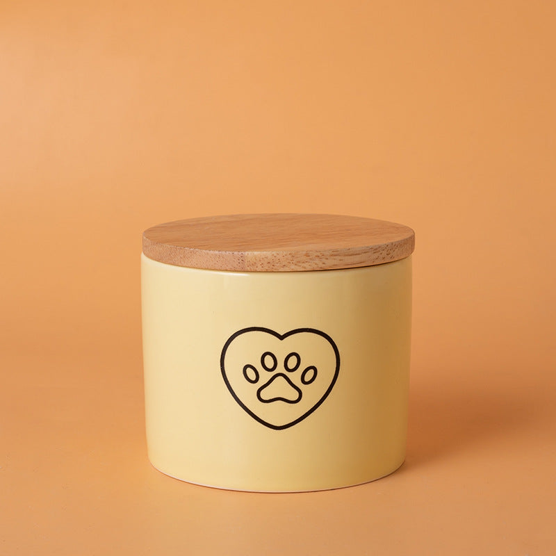 Minimalist Ceramic Pet Urn with Wooden Lid