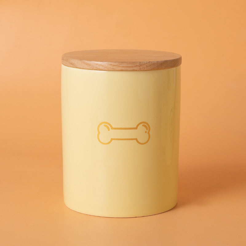 Minimalist Ceramic Pet Urn with Wooden Lid