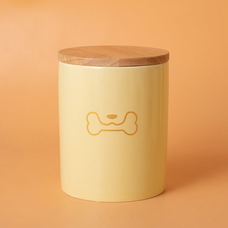 Minimalist Ceramic Pet Urn with Wooden Lid