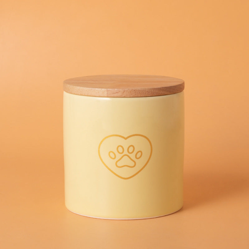 Minimalist Ceramic Pet Urn with Wooden Lid
