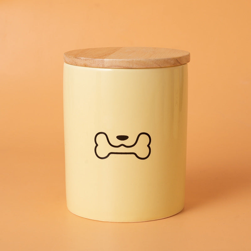 Minimalist Ceramic Pet Urn with Wooden Lid