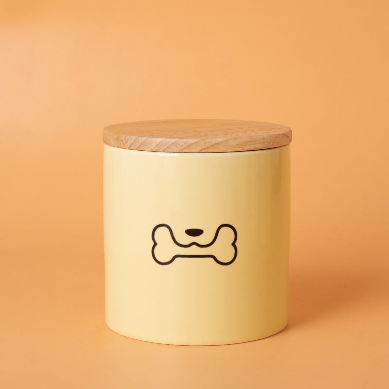 Minimalist Ceramic Pet Urn with Wooden Lid