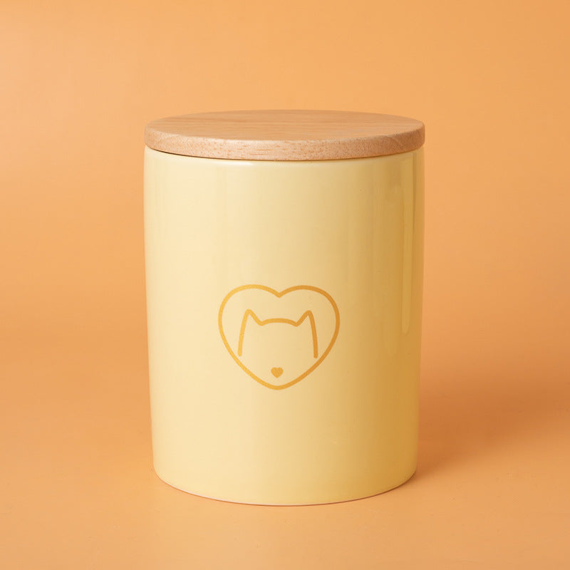 Minimalist Ceramic Pet Urn with Wooden Lid