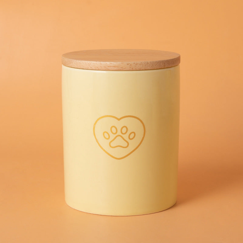 Minimalist Ceramic Pet Urn with Wooden Lid