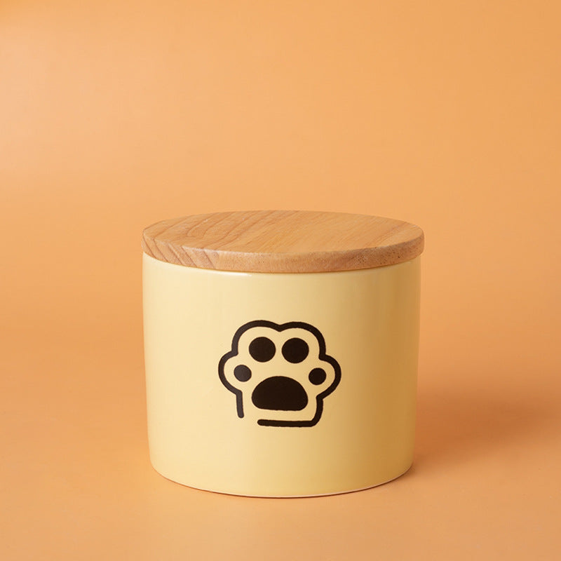 Minimalist Ceramic Pet Urn with Wooden Lid