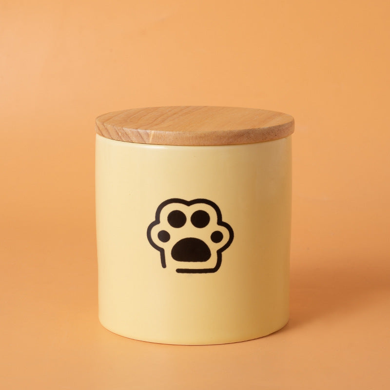 Minimalist Ceramic Pet Urn with Wooden Lid