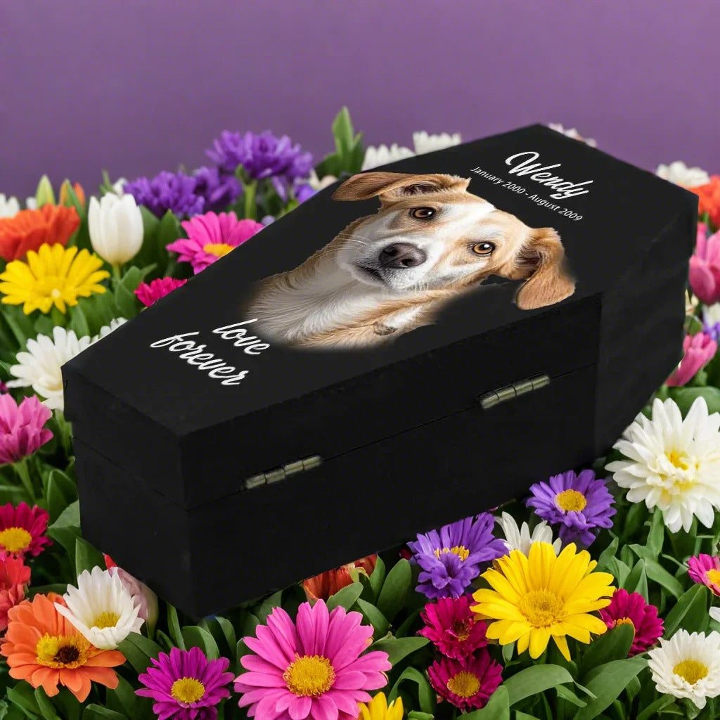 Personalized Coffin-Shaped Wooden Pet Urn