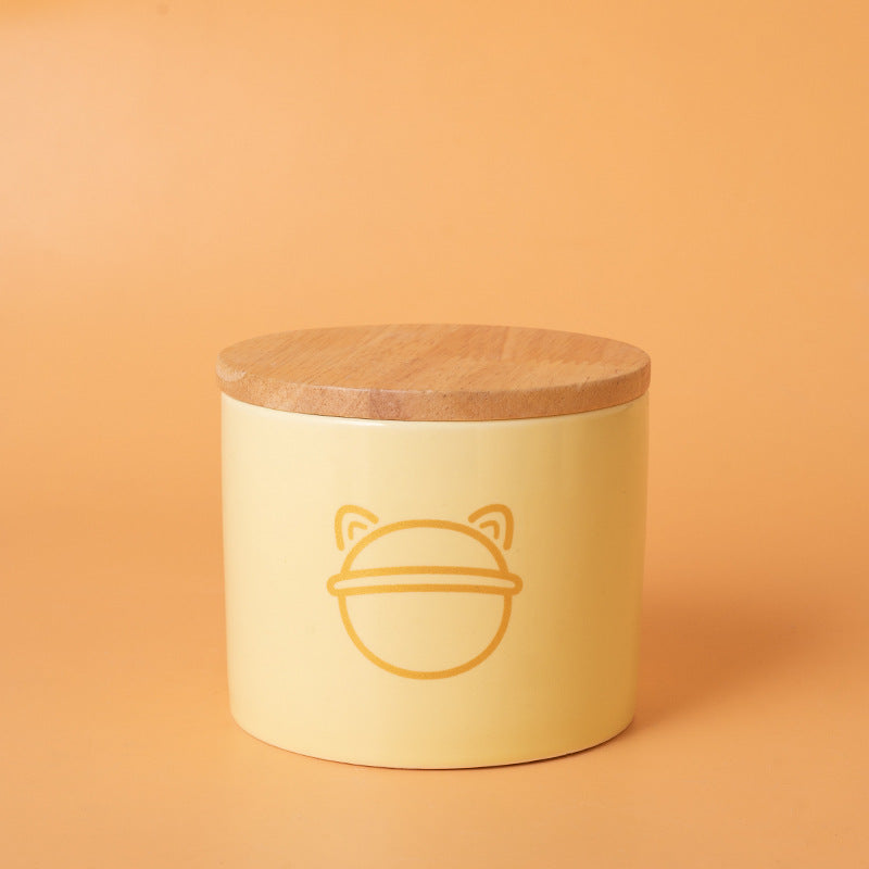 Minimalist Ceramic Pet Urn with Wooden Lid