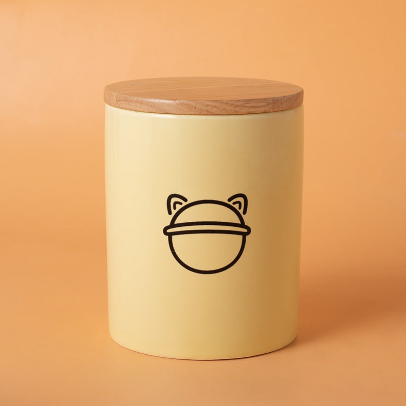 Minimalist Ceramic Pet Urn with Wooden Lid
