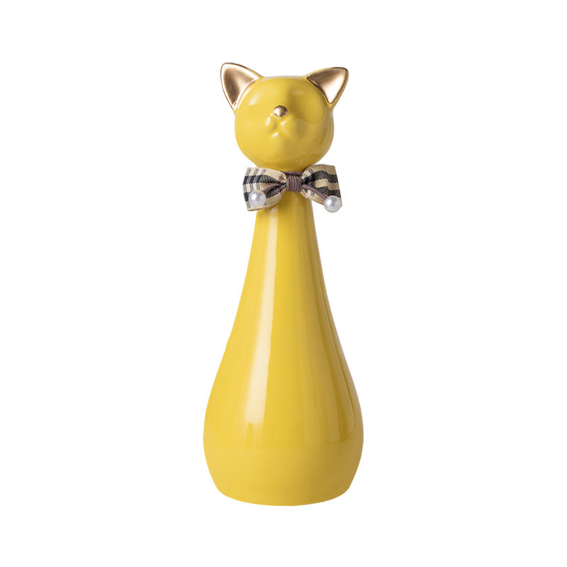 Tall Ceramic Cat‑Shaped Pet Urn with Bow – Sealed Memorial Ashes Jar for Cats & Small Pets