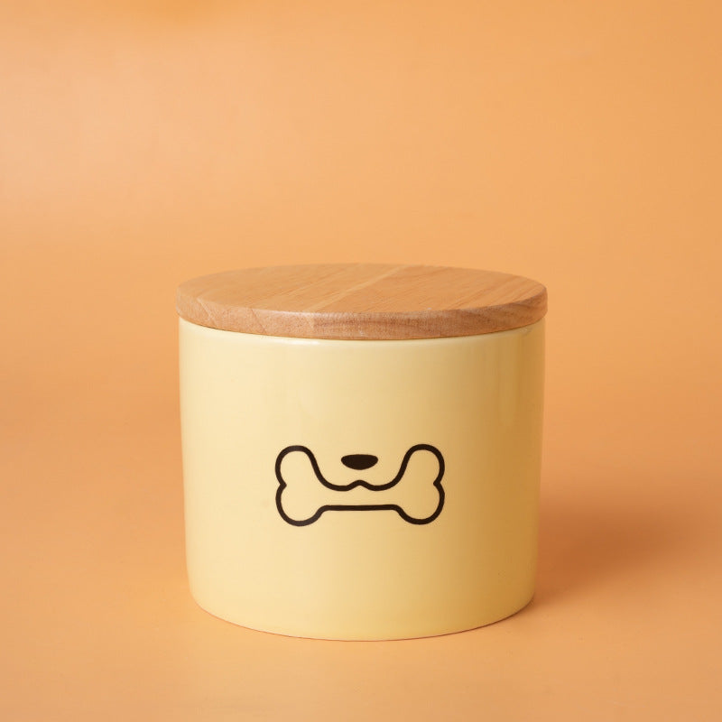 Minimalist Ceramic Pet Urn with Wooden Lid