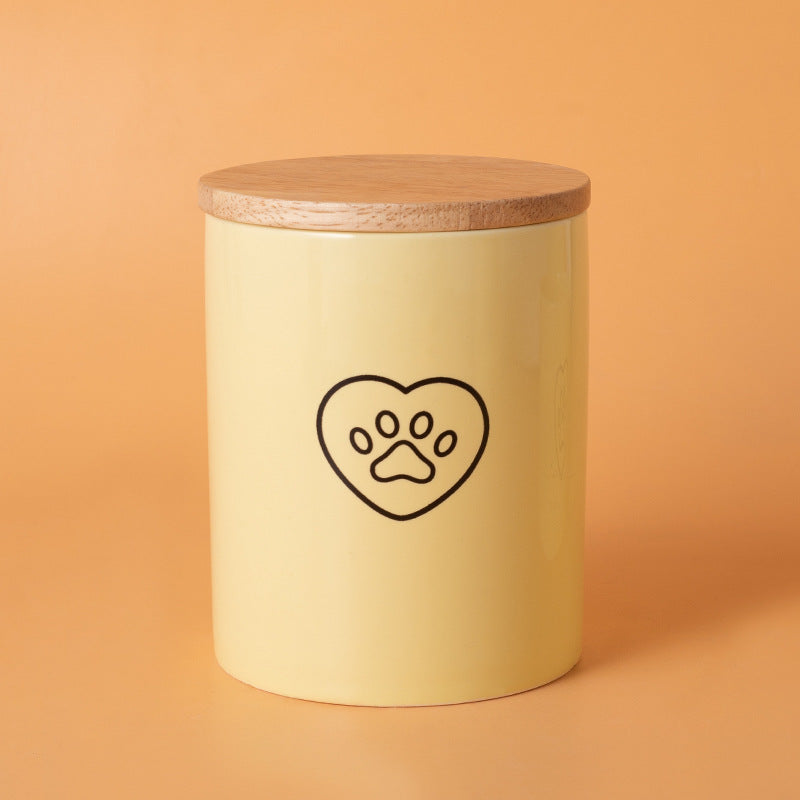 Minimalist Ceramic Pet Urn with Wooden Lid