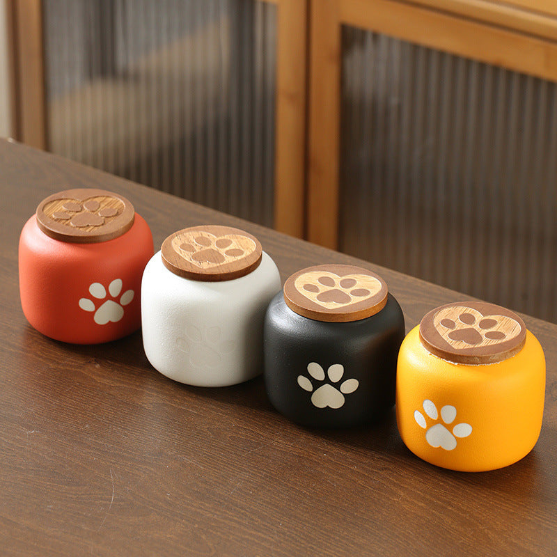 Ceramic Pet Memorial Urn with Paw Print