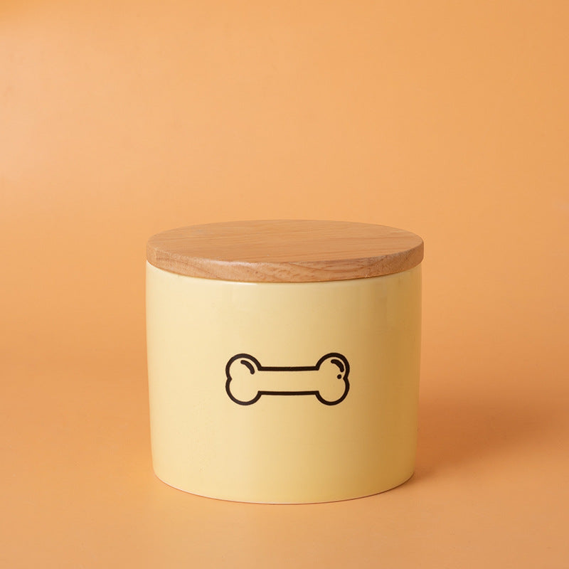 Minimalist Ceramic Pet Urn with Wooden Lid