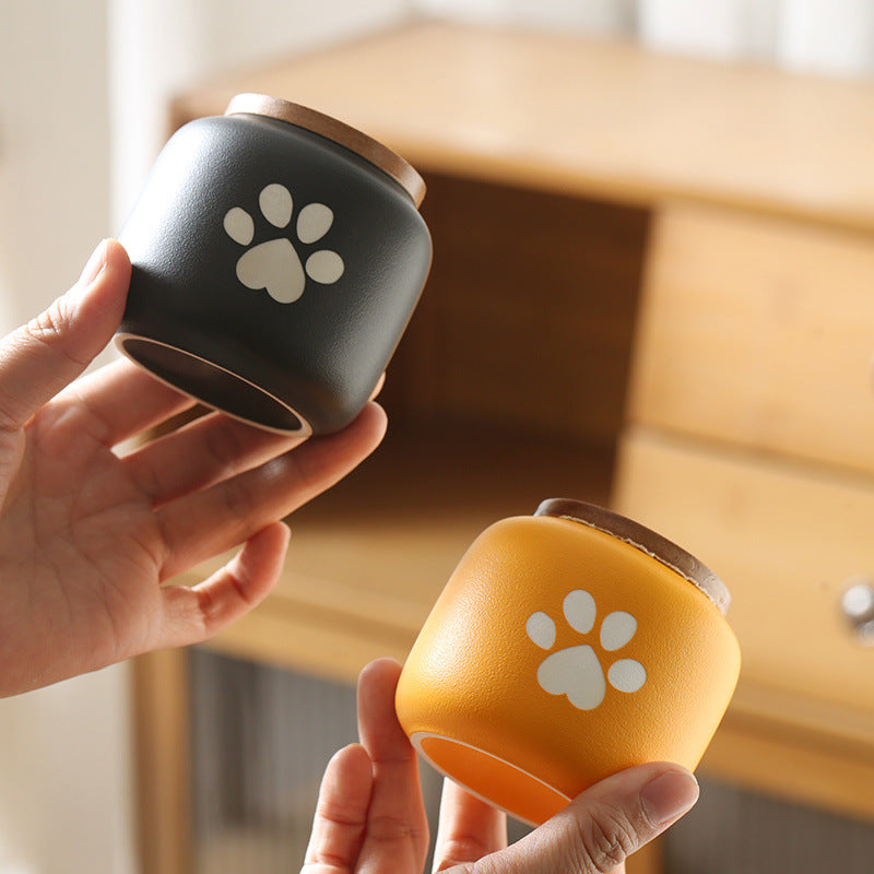 Ceramic Pet Memorial Urn with Paw Print