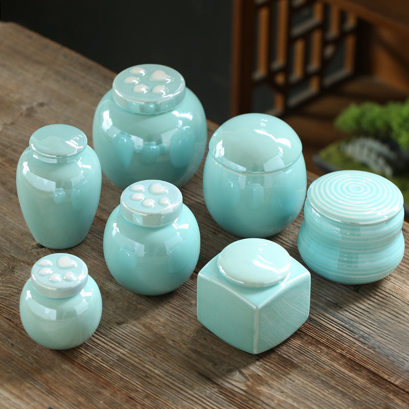 Ceramic Pet Memorial Urn Collection with Paw Print Secondary image
