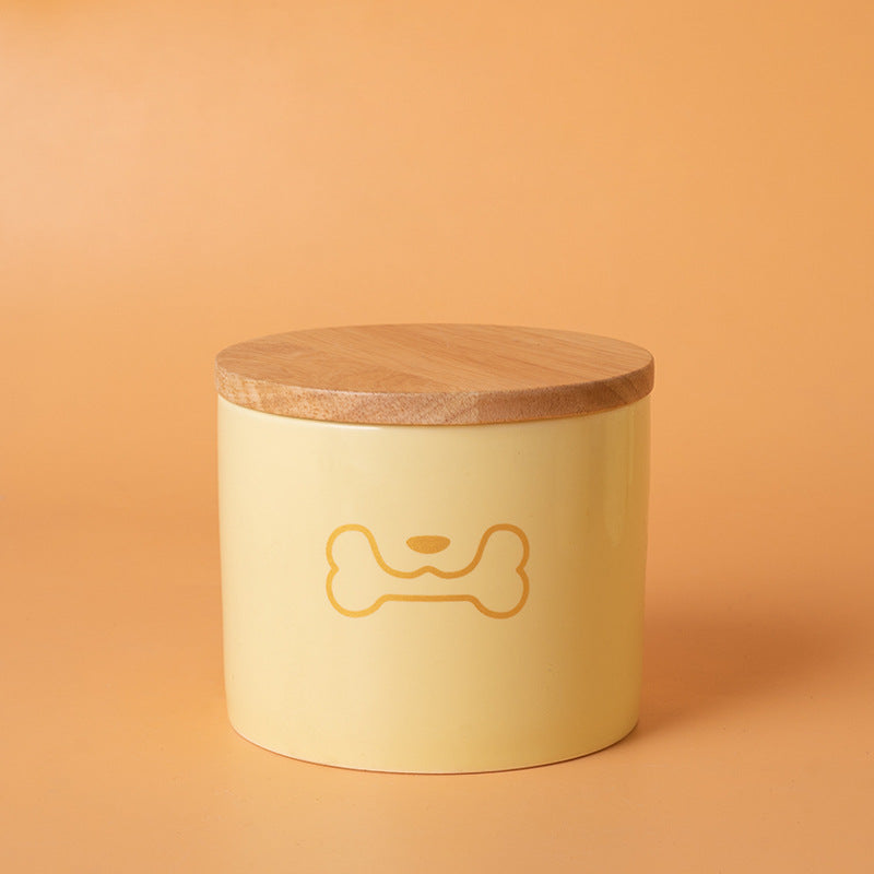 Minimalist Ceramic Pet Urn with Wooden Lid