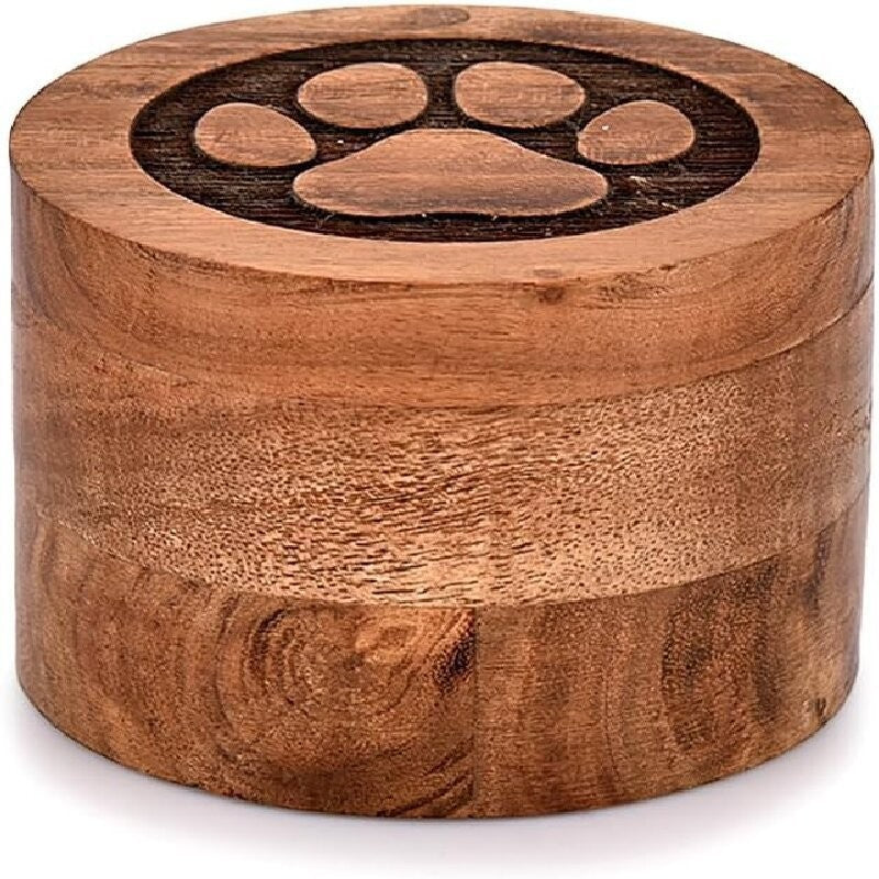 Wooden Pet Memorial Urn with Paw Print Lid Secondary image
