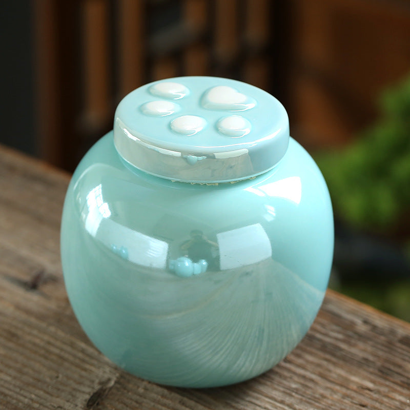 Ceramic Pet Memorial Urn Collection with Paw Print