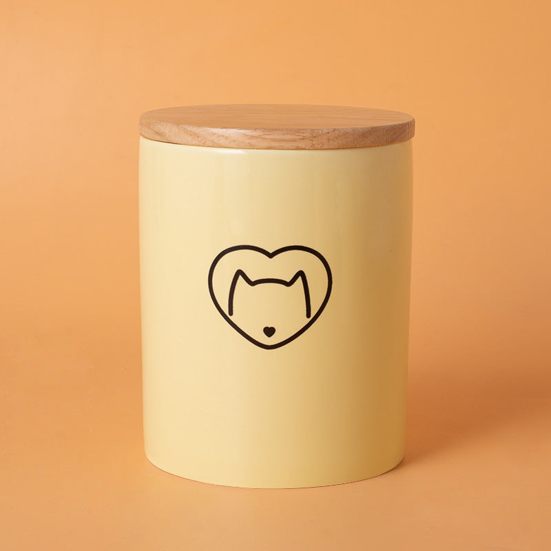 Minimalist Ceramic Pet Urn with Wooden Lid