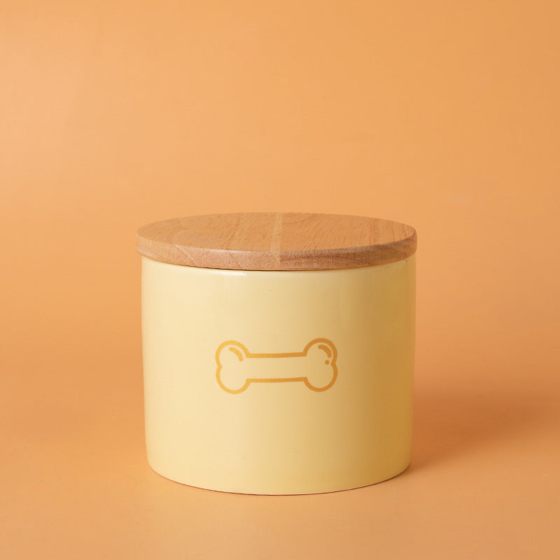 Minimalist Ceramic Pet Urn with Wooden Lid