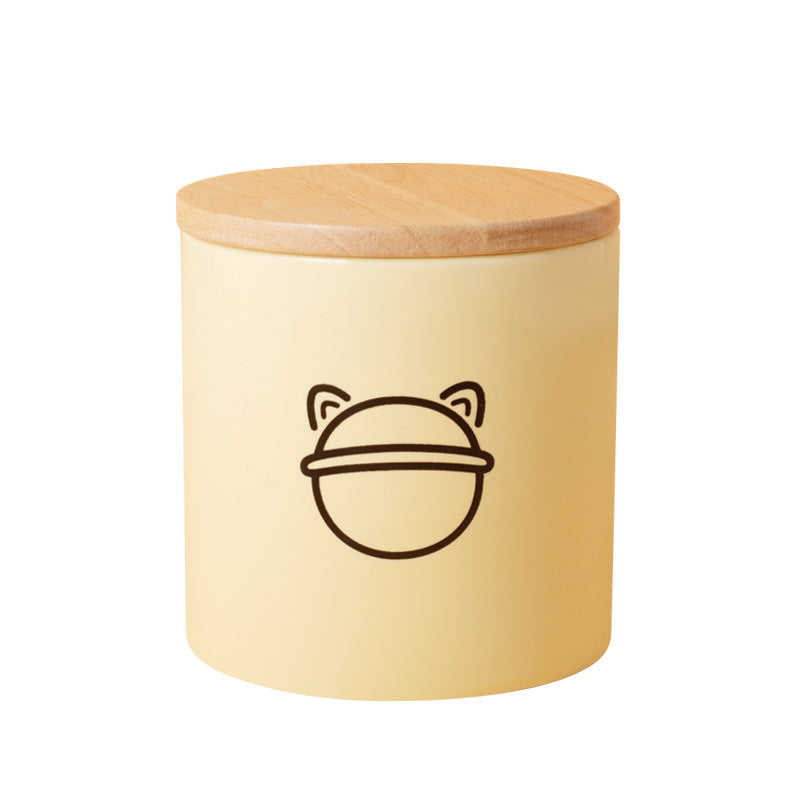 Minimalist Ceramic Pet Urn with Wooden Lid Secondary image