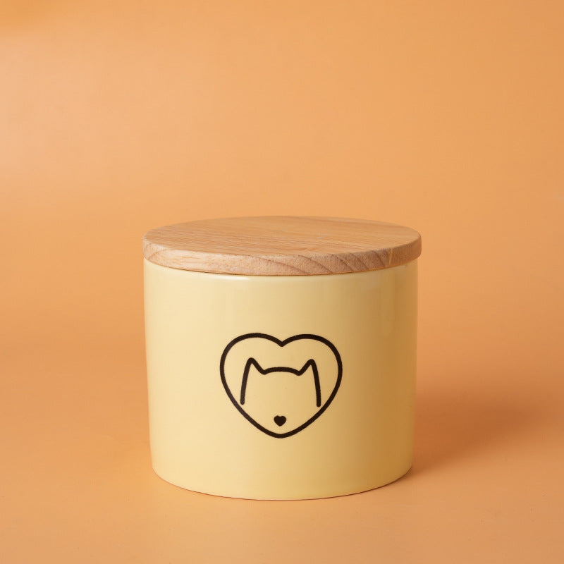 Minimalist Ceramic Pet Urn with Wooden Lid